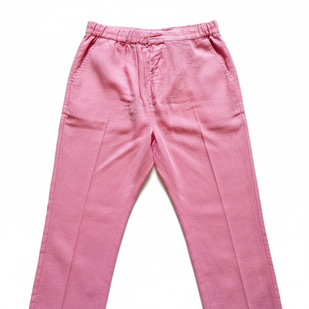 Isaac Mizrahi Live! Pink Linen Blend Tulip Hem Crop Pants Women's 16P EUC - Picture 3 of 8